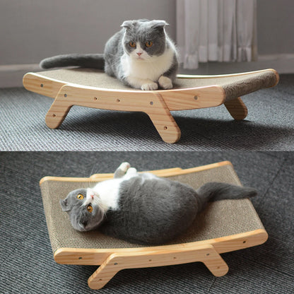 Wood multi-functional cat scratching post