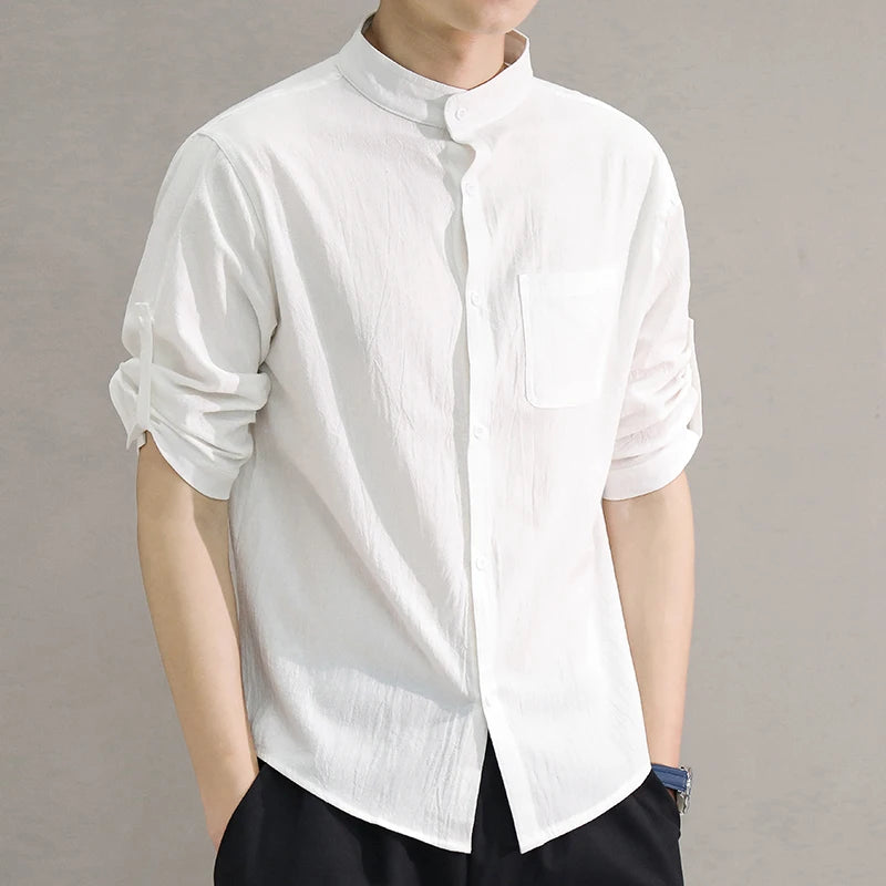 Men's Stand Collar Shirt – Mid-Length Sleeves