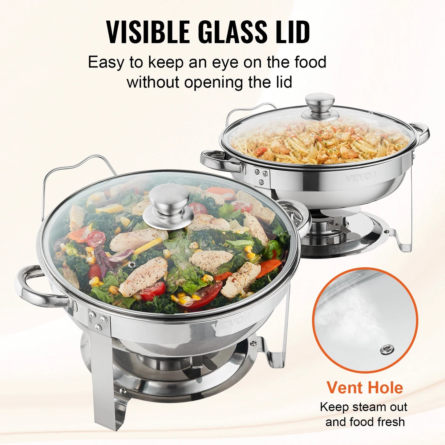 VEVOR 4QT 2-Pack Round Chafing Dish Set