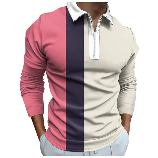 Men's Fashion Loose Lapel Zipper Long Sleeve Top