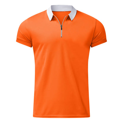 Men's Slim Fit Solid Orange Polo Shirt