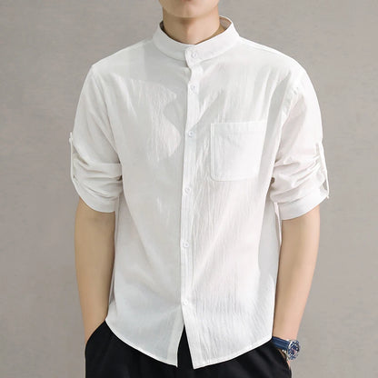 Men's Stand Collar Shirt – Mid-Length Sleeves