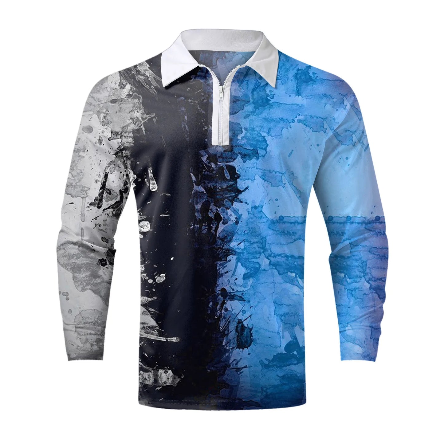 Men's Fashion Loose Lapel Zipper Long Sleeve Top