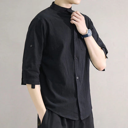 Men's Stand Collar Shirt – Mid-Length Sleeves