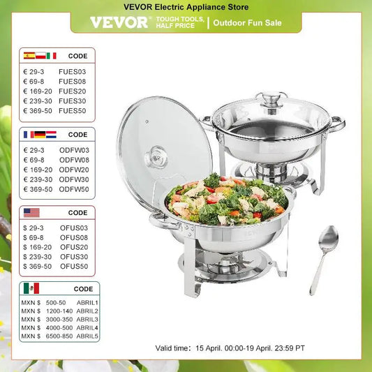 VEVOR 4QT 2-Pack Round Chafing Dish Set