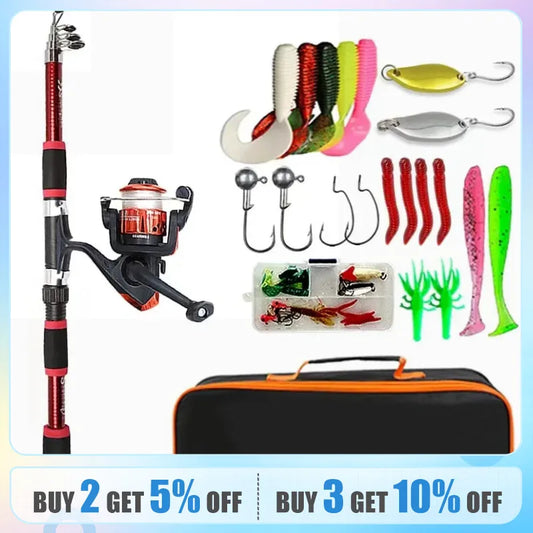 SavageBiz - Telescopic Fishing Rod And with kit