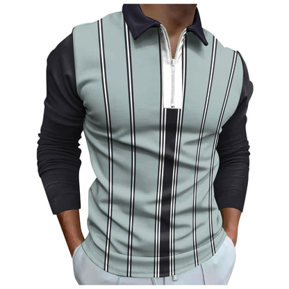 Men's Zipper Shirts Casual Long Sleeve