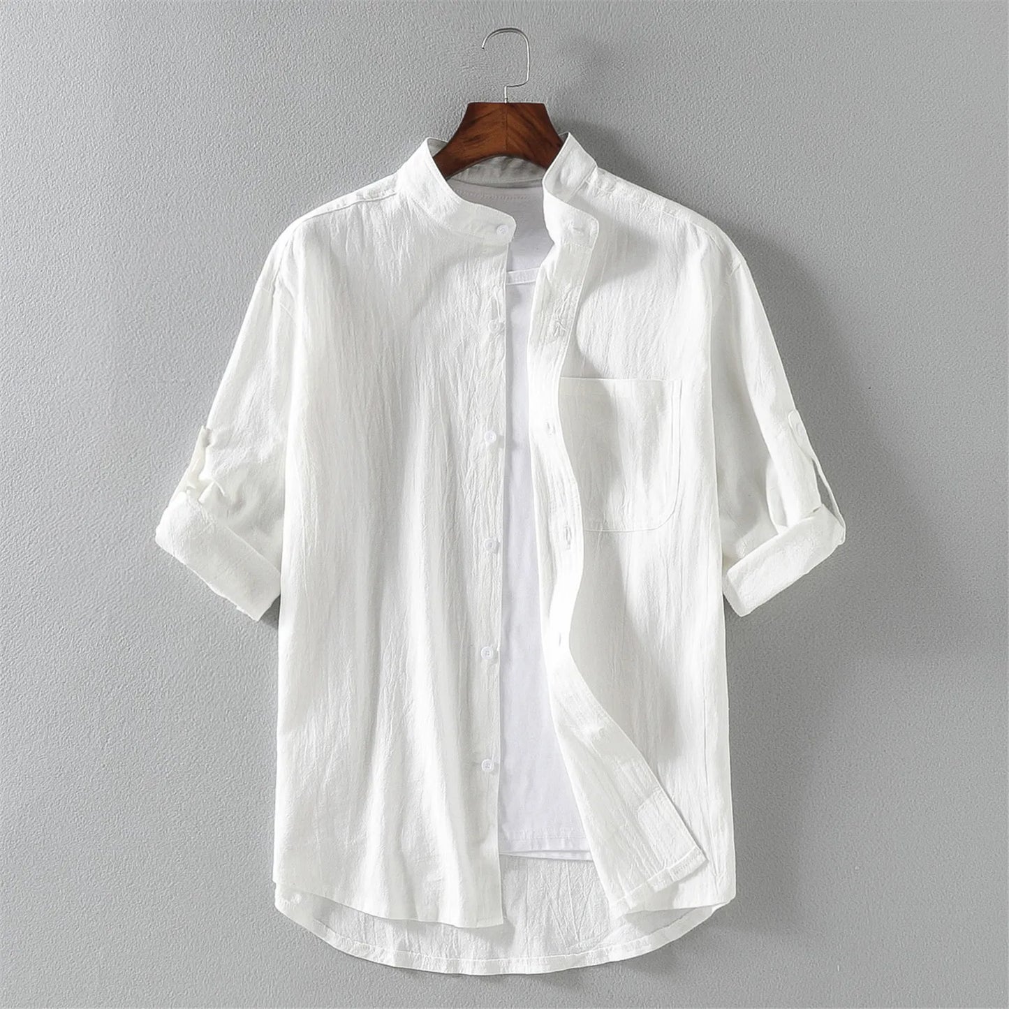 Men's Stand Collar Shirt – Mid-Length Sleeves