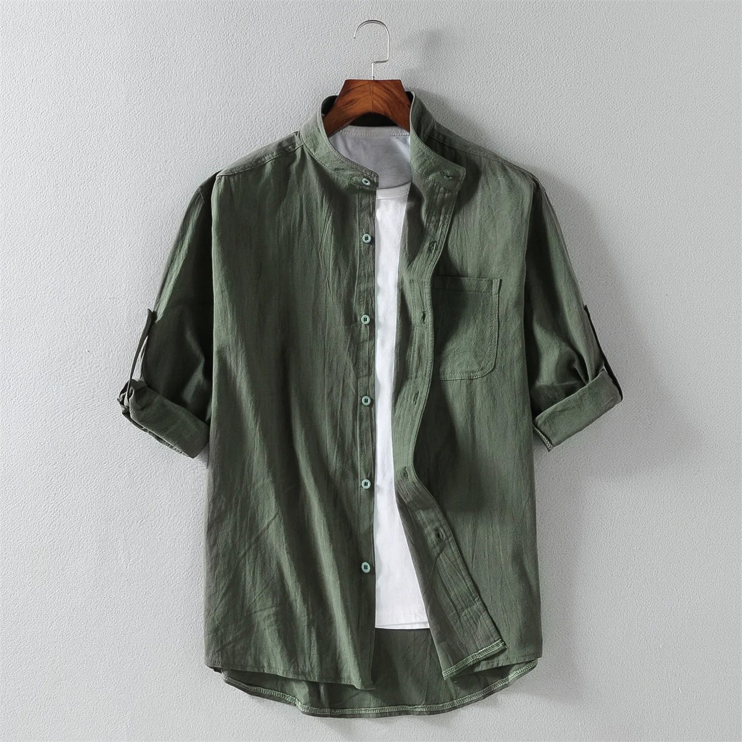 Men's Stand Collar Shirt – Mid-Length Sleeves