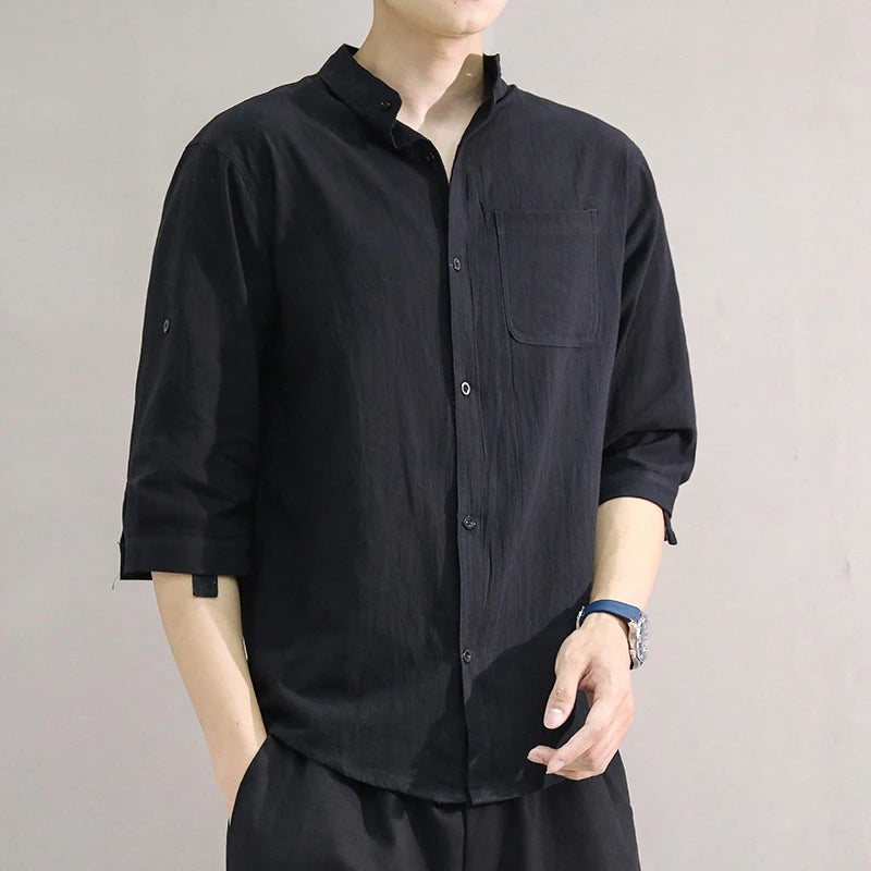 Men's Stand Collar Shirt – Mid-Length Sleeves