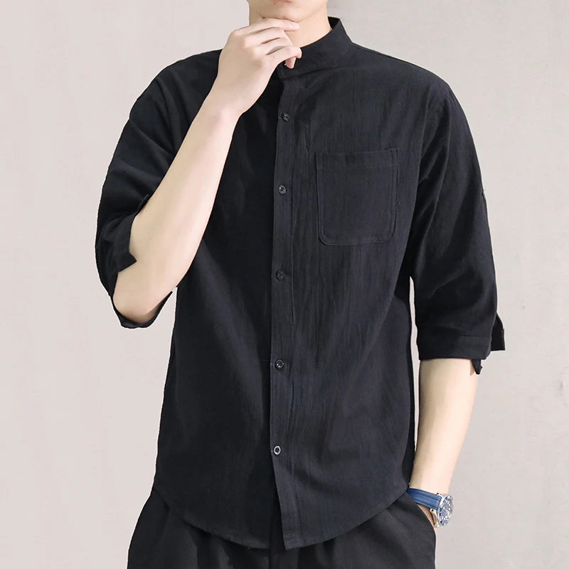 Men's Stand Collar Shirt – Mid-Length Sleeves