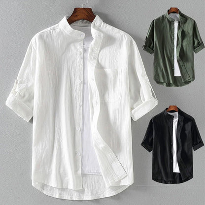 Men's Stand Collar Shirt – Mid-Length Sleeves