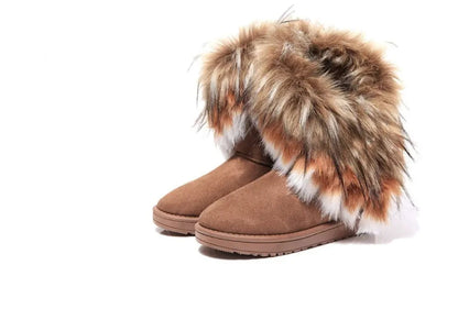 Women's Fox Fur Snow Boots - SavageBiz