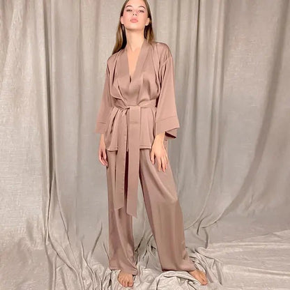 2 Piece Set Satin Sleepwear - SavageBiz