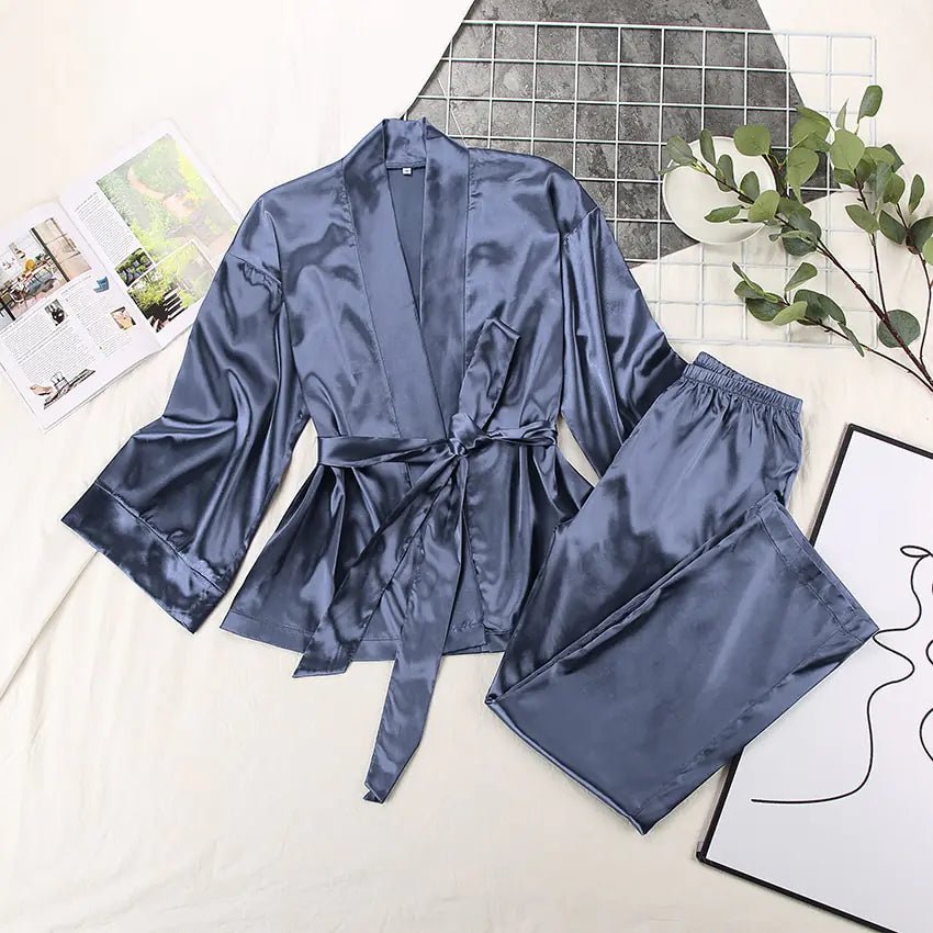 2 Piece Set Satin Sleepwear - SavageBiz