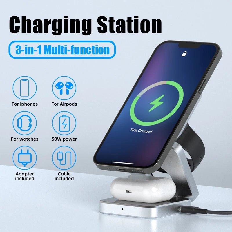 3 in 1 Wireless Charging Station - SavageBiz