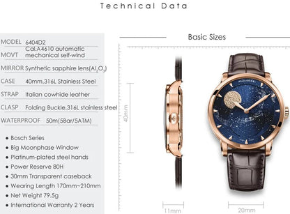 AGELOCER Designer Moon Phase Luxury Watch - SavageBiz