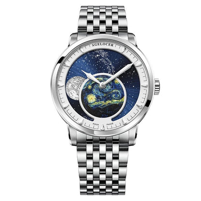 AGELOCER Designer Moon Phase Luxury Watch - SavageBiz