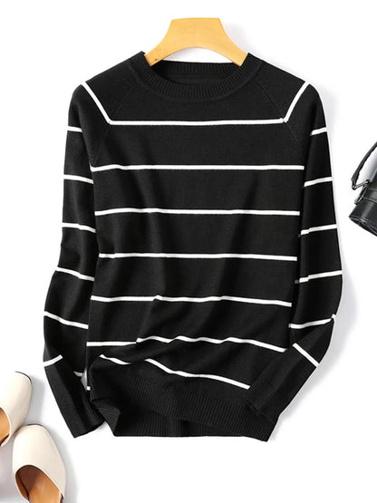 Autumn-Winter Long-Sleeve Striped Pullover - SavageBiz