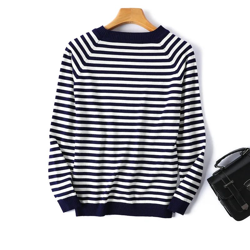 Autumn-Winter Long-Sleeve Striped Pullover - SavageBiz