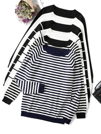 Autumn-Winter Long-Sleeve Striped Pullover - SavageBiz