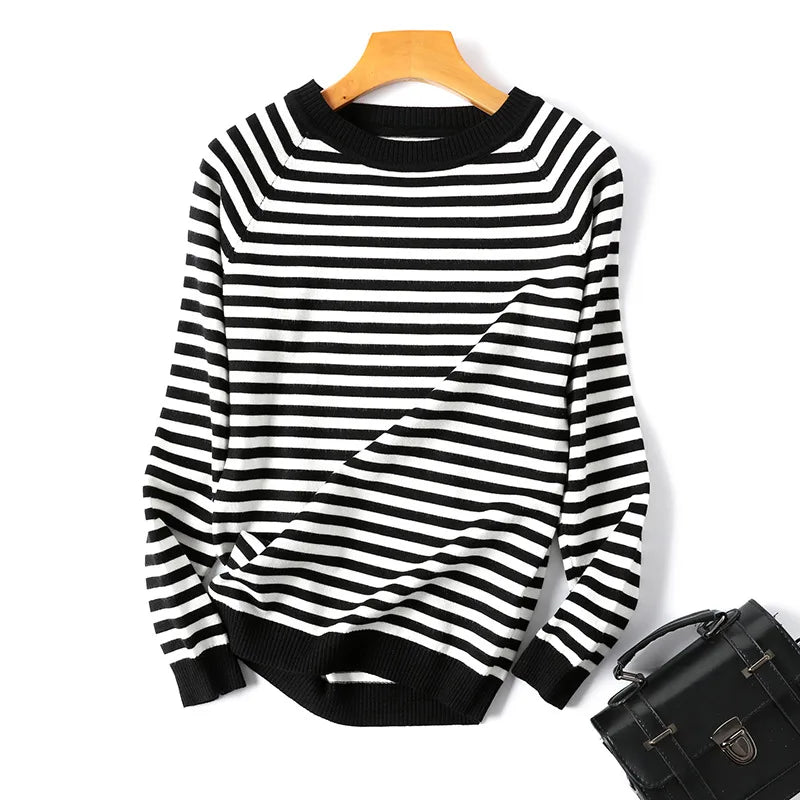 Autumn-Winter Long-Sleeve Striped Pullover - SavageBiz