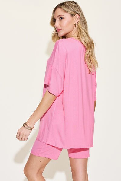 Bae Full Size V-Neck Drop Shoulder Short Sleeve T-Shirt and Shorts Set - SavageBiz