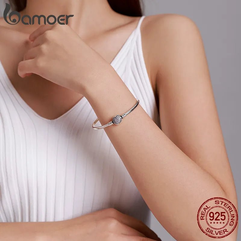 BAMOER 925 Sterling Silver Snake Chain Bangle & Bracelet - SavageBiz