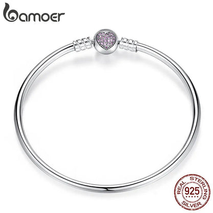 BAMOER 925 Sterling Silver Snake Chain Bangle & Bracelet - SavageBiz