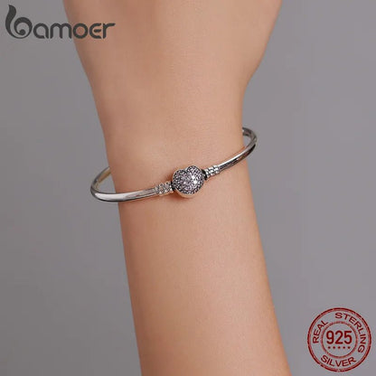 BAMOER 925 Sterling Silver Snake Chain Bangle & Bracelet - SavageBiz