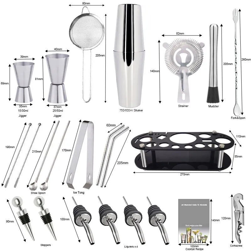 Boston Cocktail Shaker Bar Tools Mixer Set - SavageBiz
