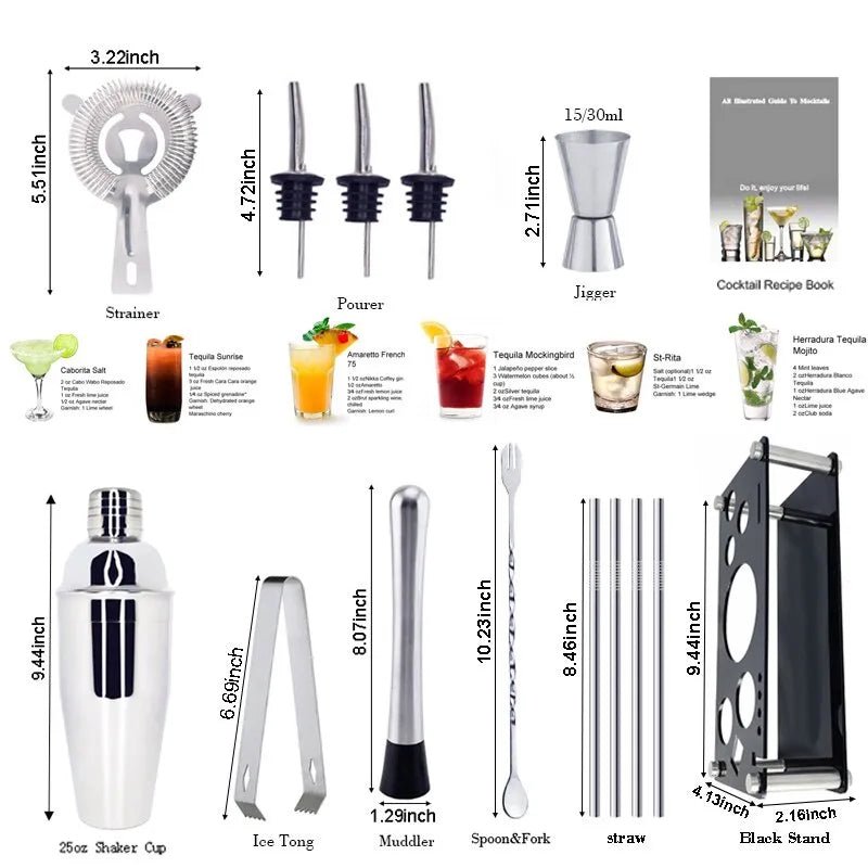 Boston Cocktail Shaker Bar Tools Mixer Set - SavageBiz