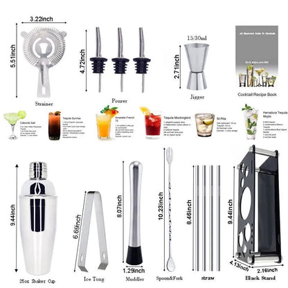 Boston Cocktail Shaker Bar Tools Mixer Set - SavageBiz