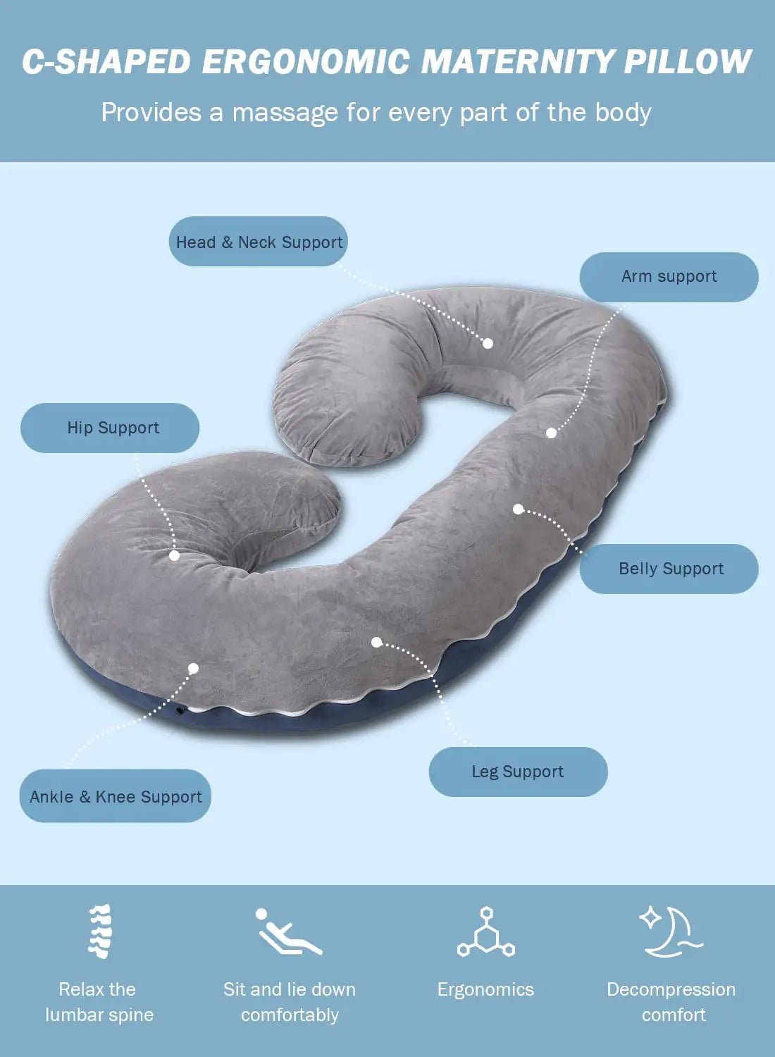 C-Shaped Body Pregnancy Pillow - SavageBiz