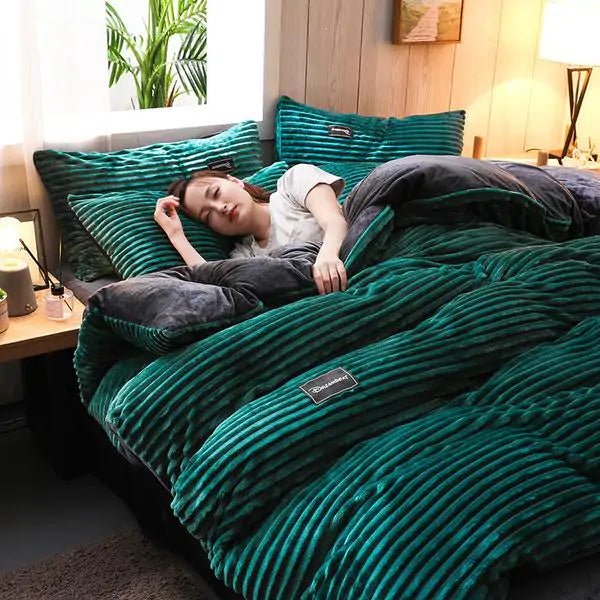 Corduroy Velvet Duvet Bedding Set - SavageBiz