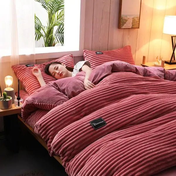 Corduroy Velvet Duvet Bedding Set - SavageBiz