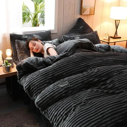 Corduroy Velvet Duvet Bedding Set - SavageBiz