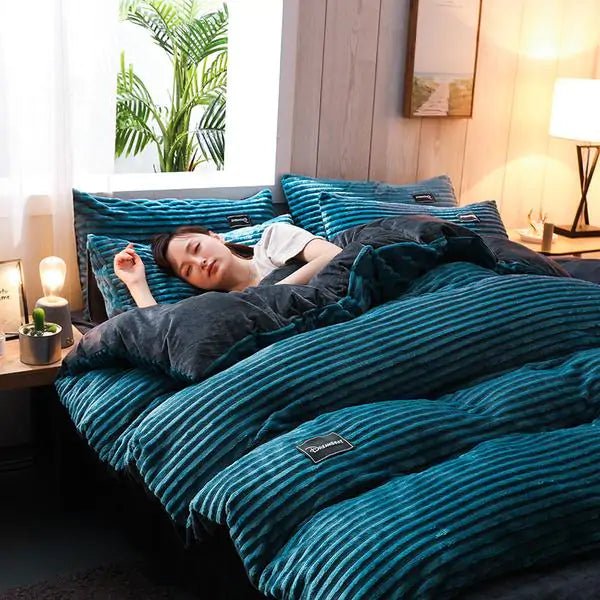 Corduroy Velvet Duvet Bedding Set - SavageBiz