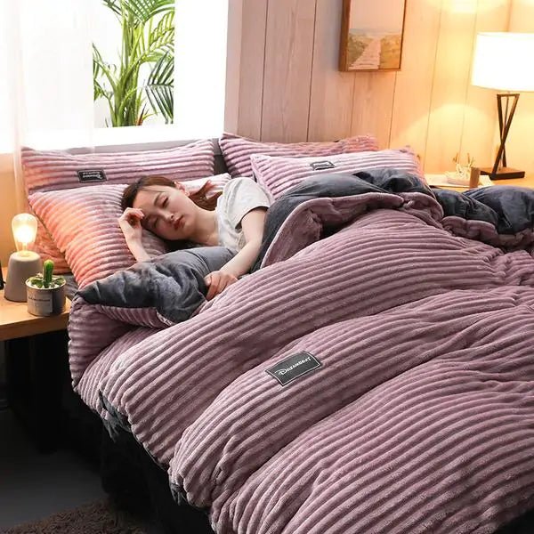 Corduroy Velvet Duvet Bedding Set - SavageBiz