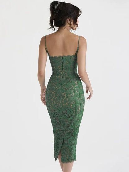 Elegant Backless Midi Dress - SavageBiz