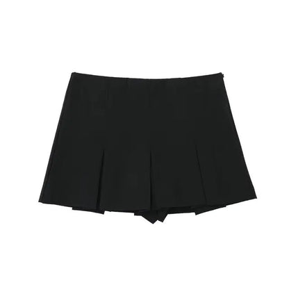 High Waist Wide Pleats Shorts Skirts - SavageBiz