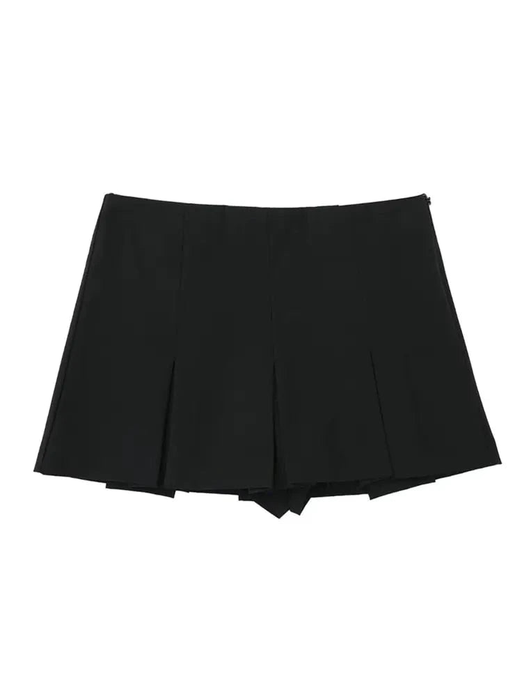 High Waist Wide Pleats Shorts Skirts - SavageBiz