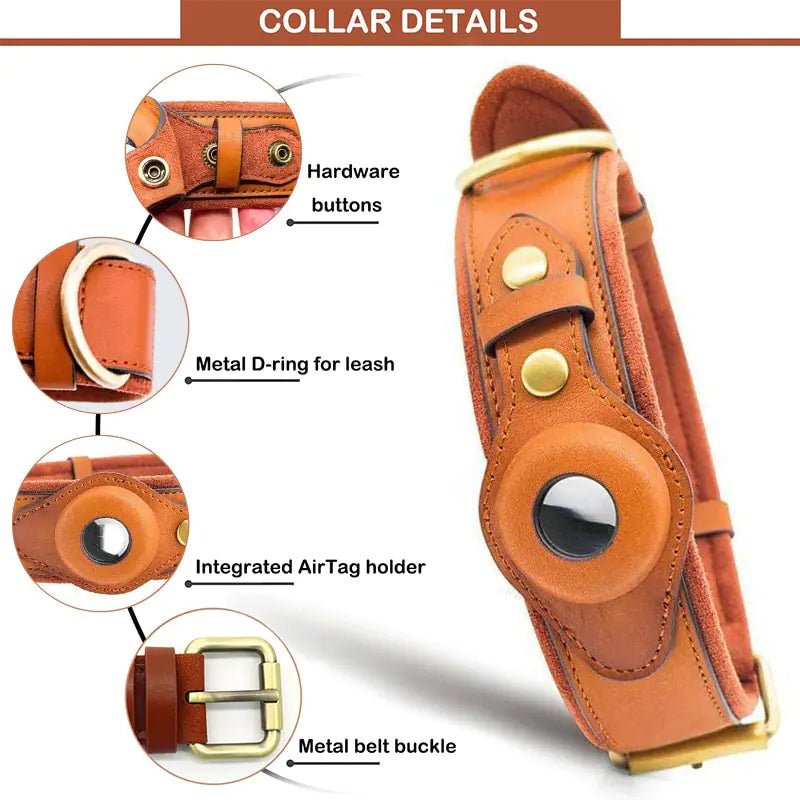 Leather Anti-Lost Dog Collar - SavageBiz