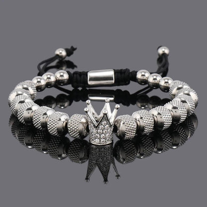 Luxury Crown Charms Stainless Steel Beads Bracelet - SavageBiz
