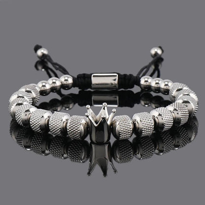 Luxury Crown Charms Stainless Steel Beads Bracelet - SavageBiz