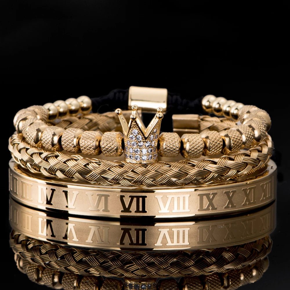 Luxury Micro Pave CZ Crown Roman Royal Charm Men Bracelets - SavageBiz