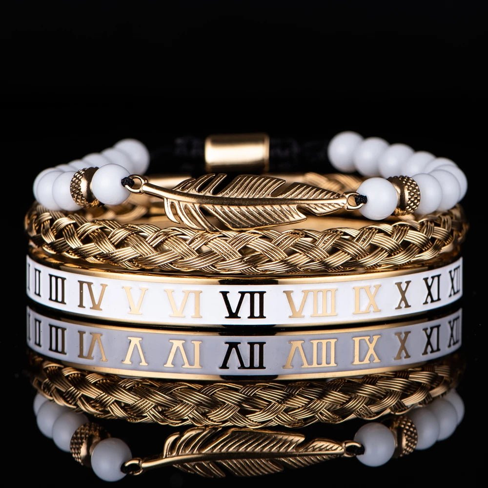 Luxury Set Crown Charm Gold Color Skull Bracelet - SavageBiz