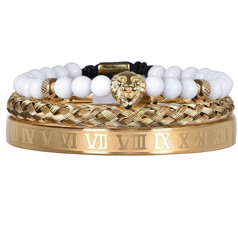 Luxury Set Crown Charm Gold Color Skull Bracelet - SavageBiz