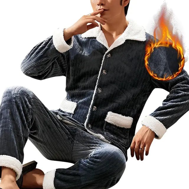 Mens Coral Fleece Sleepwear Pajamas - SavageBiz