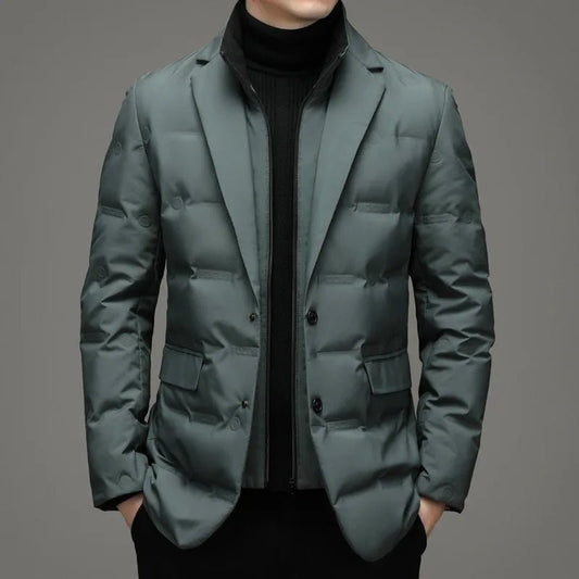 Men's Winter Fake Two-piece Warm Blazer - SavageBiz